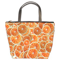 Oranges Background Texture Pattern Bucket Bag by HermanTelo