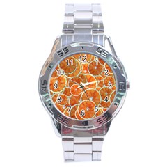 Oranges Background Texture Pattern Stainless Steel Analogue Watch