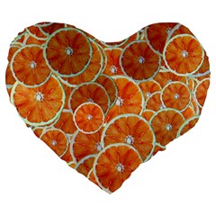 Oranges Background Texture Pattern Large 19  Premium Heart Shape Cushions by HermanTelo