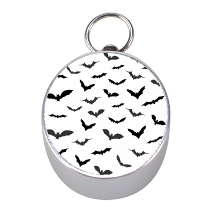 Bats Pattern Mini Silver Compasses