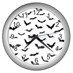 Bats Pattern Wall Clock (Silver) Front