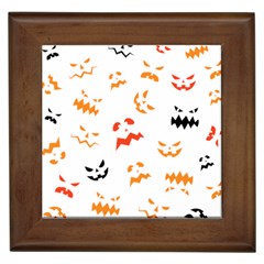 Pumpkin Faces Pattern Framed Tile by Sobalvarro