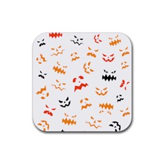 Pumpkin Faces Pattern Rubber Coaster (square)  by Sobalvarro