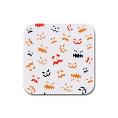 Pumpkin Faces Pattern Rubber Square Coaster (4 Pack)  by Sobalvarro