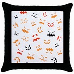 Pumpkin Faces Pattern Throw Pillow Case (Black) Front