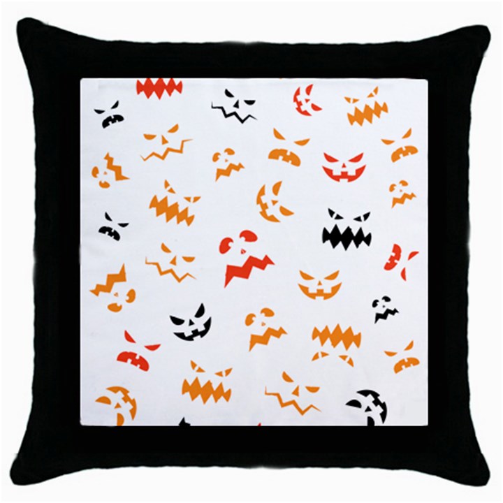 Pumpkin Faces Pattern Throw Pillow Case (Black)