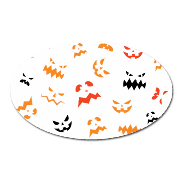 Pumpkin Faces Pattern Oval Magnet