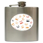 Pumpkin Faces Pattern Hip Flask (6 oz) Front