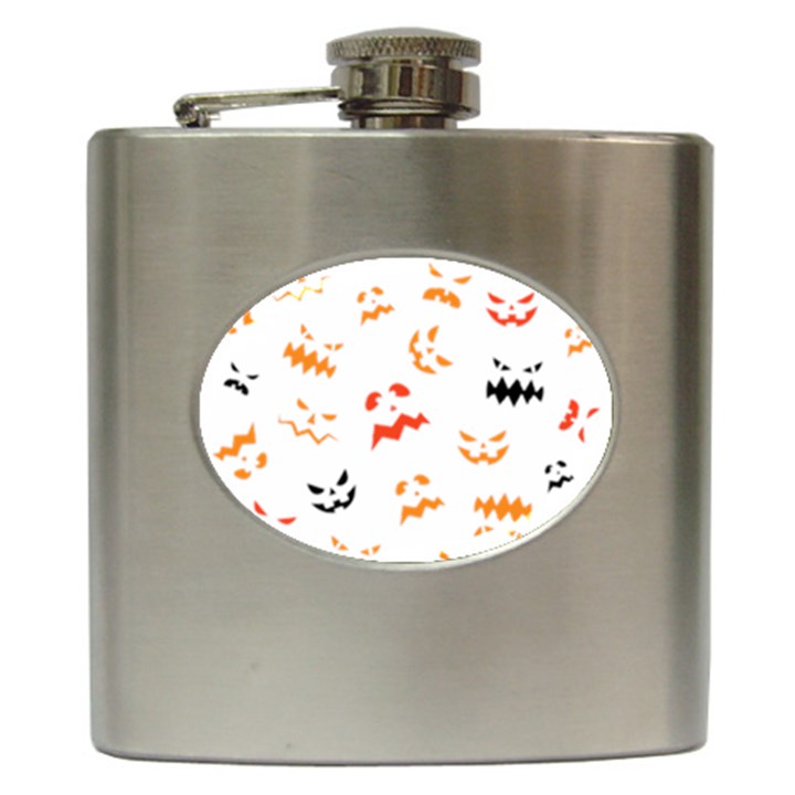 Pumpkin Faces Pattern Hip Flask (6 oz)