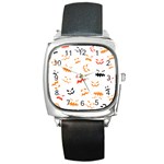 Pumpkin Faces Pattern Square Metal Watch Front