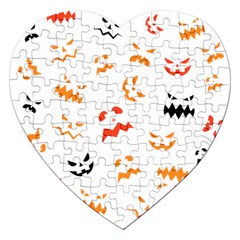 Pumpkin Faces Pattern Jigsaw Puzzle (heart) by Sobalvarro