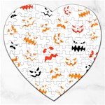 Pumpkin Faces Pattern Jigsaw Puzzle (Heart) Front