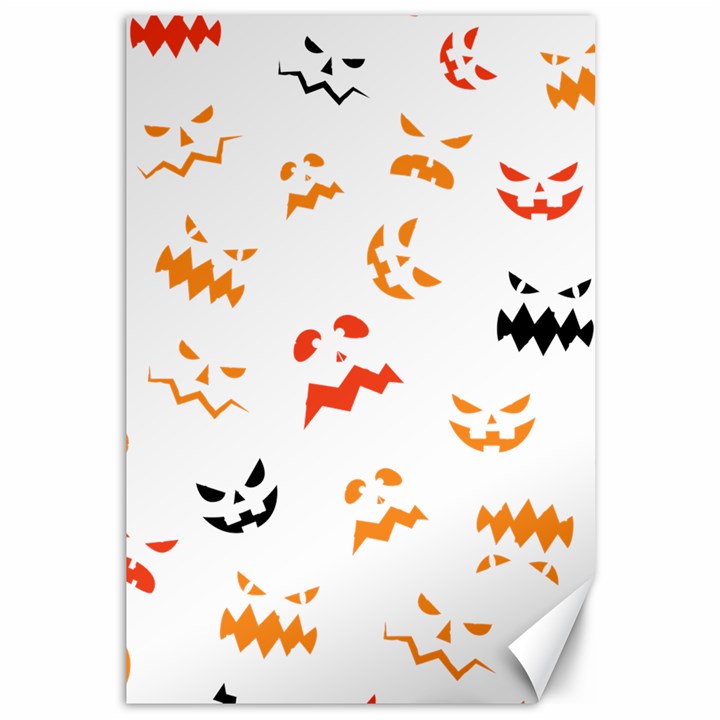 Pumpkin Faces Pattern Canvas 12  x 18 