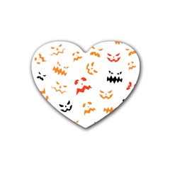 Pumpkin Faces Pattern Heart Coaster (4 Pack)  by Sobalvarro