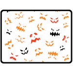 Pumpkin Faces Pattern Double Sided Fleece Blanket (Large)  80 x60  Blanket Back