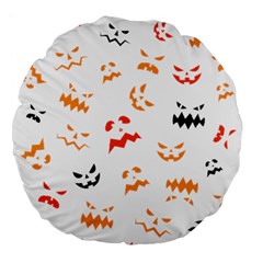 Pumpkin Faces Pattern Large 18  Premium Flano Round Cushions by Sobalvarro