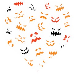 Pumpkin Faces Pattern Wooden Puzzle Heart