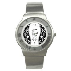 Wonderful Moon With Black Wolf Stainless Steel Watch by FantasyWorld7