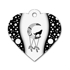 Wonderful Moon With Black Wolf Dog Tag Heart (two Sides) by FantasyWorld7