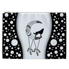 Wonderful Moon With Black Wolf Cosmetic Bag (xxl) by FantasyWorld7