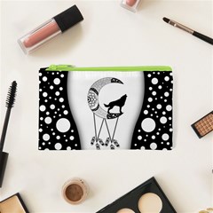 Wonderful Moon With Black Wolf Cosmetic Bag (xs) by FantasyWorld7