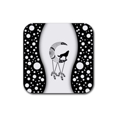 Wonderful Moon With Black Wolf Rubber Coaster (square)  by FantasyWorld7