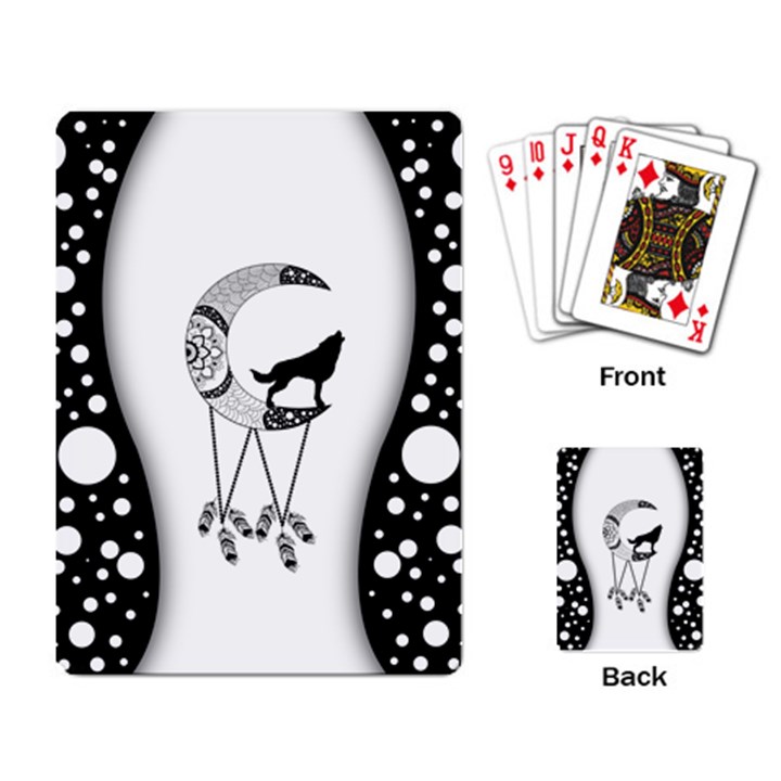 Wonderful Moon With Black Wolf Playing Cards Single Design (Rectangle)