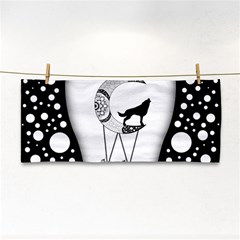 Wonderful Moon With Black Wolf Hand Towel by FantasyWorld7