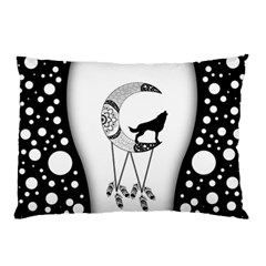 Wonderful Moon With Black Wolf Pillow Case by FantasyWorld7