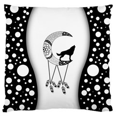 Wonderful Moon With Black Wolf Large Cushion Case (one Side) by FantasyWorld7