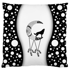 Wonderful Moon With Black Wolf Standard Flano Cushion Case (one Side) by FantasyWorld7