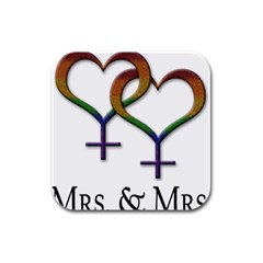 Mrs  And Mrs  Rubber Square Coaster (4 Pack)  by LiveLoudGraphics