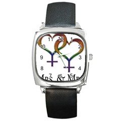 Mrs  And Mrs  Square Metal Watch by LiveLoudGraphics