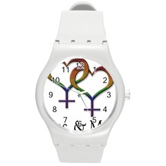 Mrs  And Mrs  Round Plastic Sport Watch (m) by LiveLoudGraphics