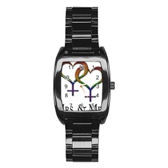 Mrs  And Mrs  Stainless Steel Barrel Watch by LiveLoudGraphics