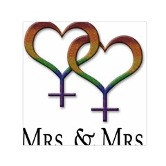 Mrs  And Mrs  Small Satin Scarf (square) by LiveLoudGraphics