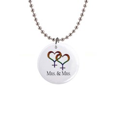 Mrs  And Mrs  1  Button Necklace by LiveLoudGraphics