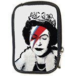 Banksy graffiti UK England God Save the Queen Elisabeth with David Bowie rockband face makeup Ziggy Stardust Compact Camera Leather Case Front