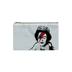 Banksy Graffiti Uk England God Save The Queen Elisabeth With David Bowie Rockband Face Makeup Ziggy Stardust Cosmetic Bag (small) by snek