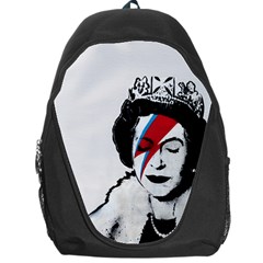 Banksy Graffiti Uk England God Save The Queen Elisabeth With David Bowie Rockband Face Makeup Ziggy Stardust Backpack Bag by snek