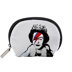 Banksy Graffiti Uk England God Save The Queen Elisabeth With David Bowie Rockband Face Makeup Ziggy Stardust Accessory Pouch (small) by snek