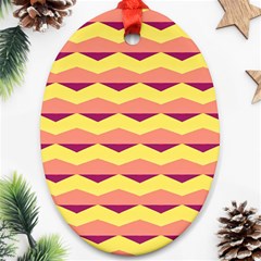 Background Colorful Chevron Oval Ornament (two Sides)