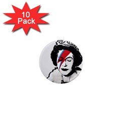 Banksy Graffiti Uk England God Save The Queen Elisabeth With David Bowie Rockband Face Makeup Ziggy Stardust 1  Mini Magnet (10 Pack)  by snek