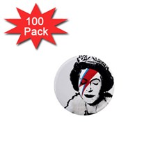 Banksy Graffiti Uk England God Save The Queen Elisabeth With David Bowie Rockband Face Makeup Ziggy Stardust 1  Mini Magnets (100 Pack)  by snek