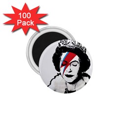 Banksy Graffiti Uk England God Save The Queen Elisabeth With David Bowie Rockband Face Makeup Ziggy Stardust 1 75  Magnets (100 Pack)  by snek