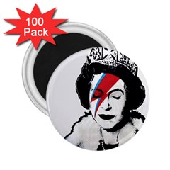 Banksy Graffiti Uk England God Save The Queen Elisabeth With David Bowie Rockband Face Makeup Ziggy Stardust 2 25  Magnets (100 Pack)  by snek