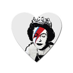 Banksy Graffiti Uk England God Save The Queen Elisabeth With David Bowie Rockband Face Makeup Ziggy Stardust Heart Magnet by snek