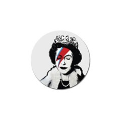 Banksy Graffiti Uk England God Save The Queen Elisabeth With David Bowie Rockband Face Makeup Ziggy Stardust Golf Ball Marker by snek