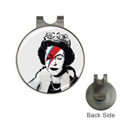 Banksy Graffiti Uk England God Save The Queen Elisabeth With David Bowie Rockband Face Makeup Ziggy Stardust Hat Clips With Golf Markers by snek