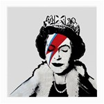 Banksy graffiti UK England God Save the Queen Elisabeth with David Bowie rockband face makeup Ziggy Stardust Medium Glasses Cloth (2 Sides) Front